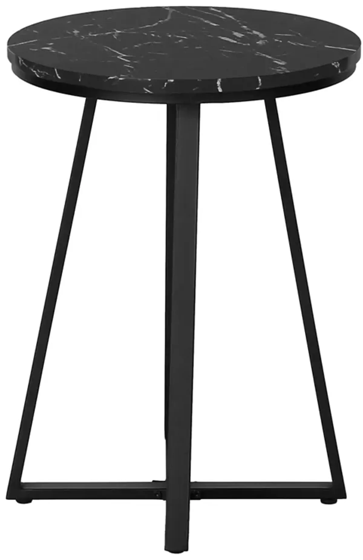 Monarch Specialties I 2179 Accent Table, Side, Round, End, Nightstand, Lamp, Living Room, Bedroom, Metal, Laminate, Black Marble Look, Contemporary, Modern