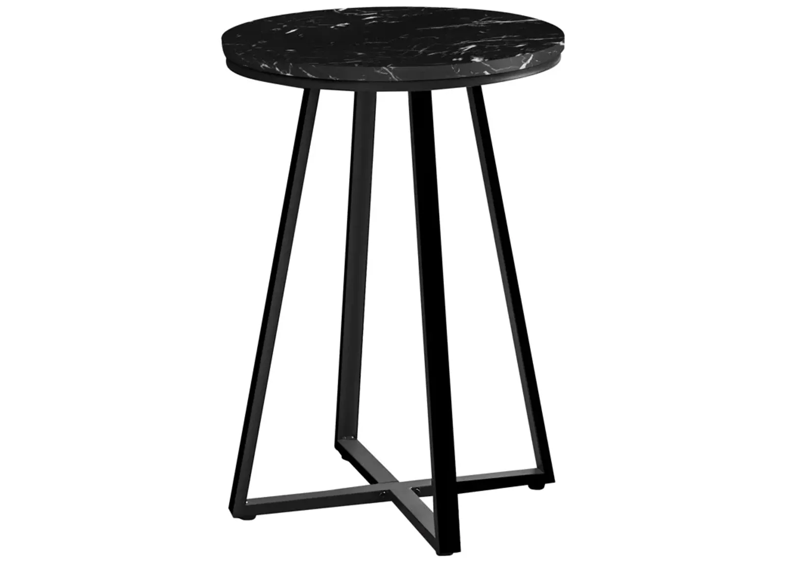 Monarch Specialties I 2179 Accent Table, Side, Round, End, Nightstand, Lamp, Living Room, Bedroom, Metal, Laminate, Black Marble Look, Contemporary, Modern