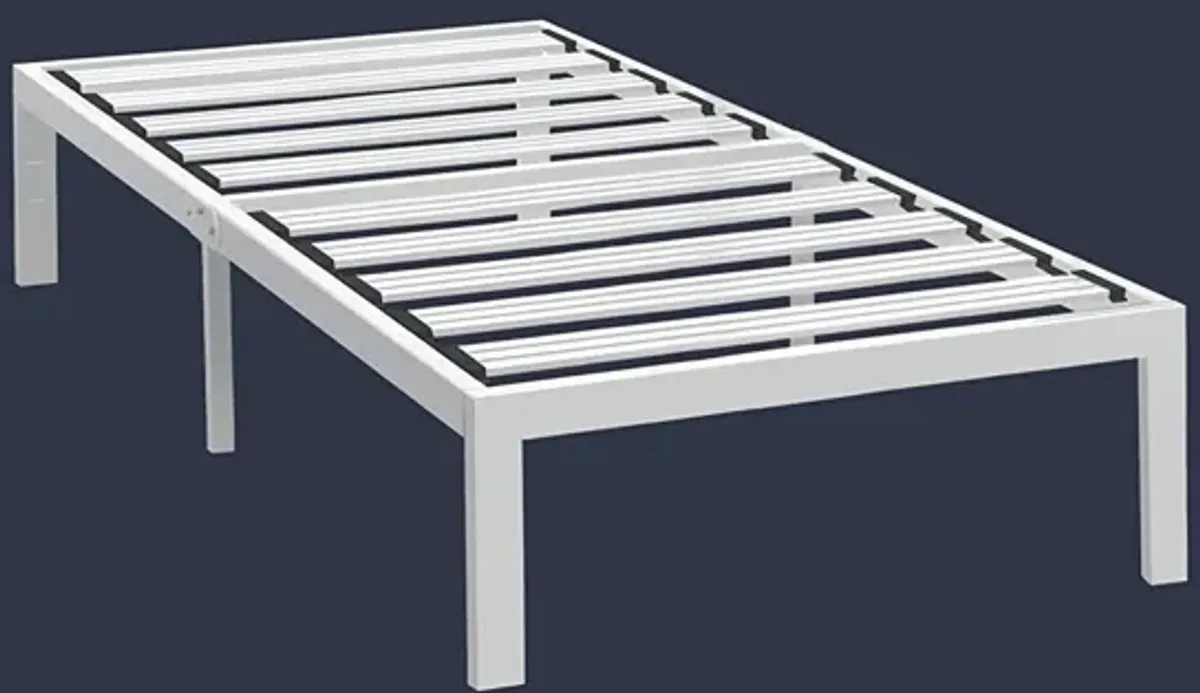 Hivvago Twin size Heavy Duty Steel Platform Bed Frame in White