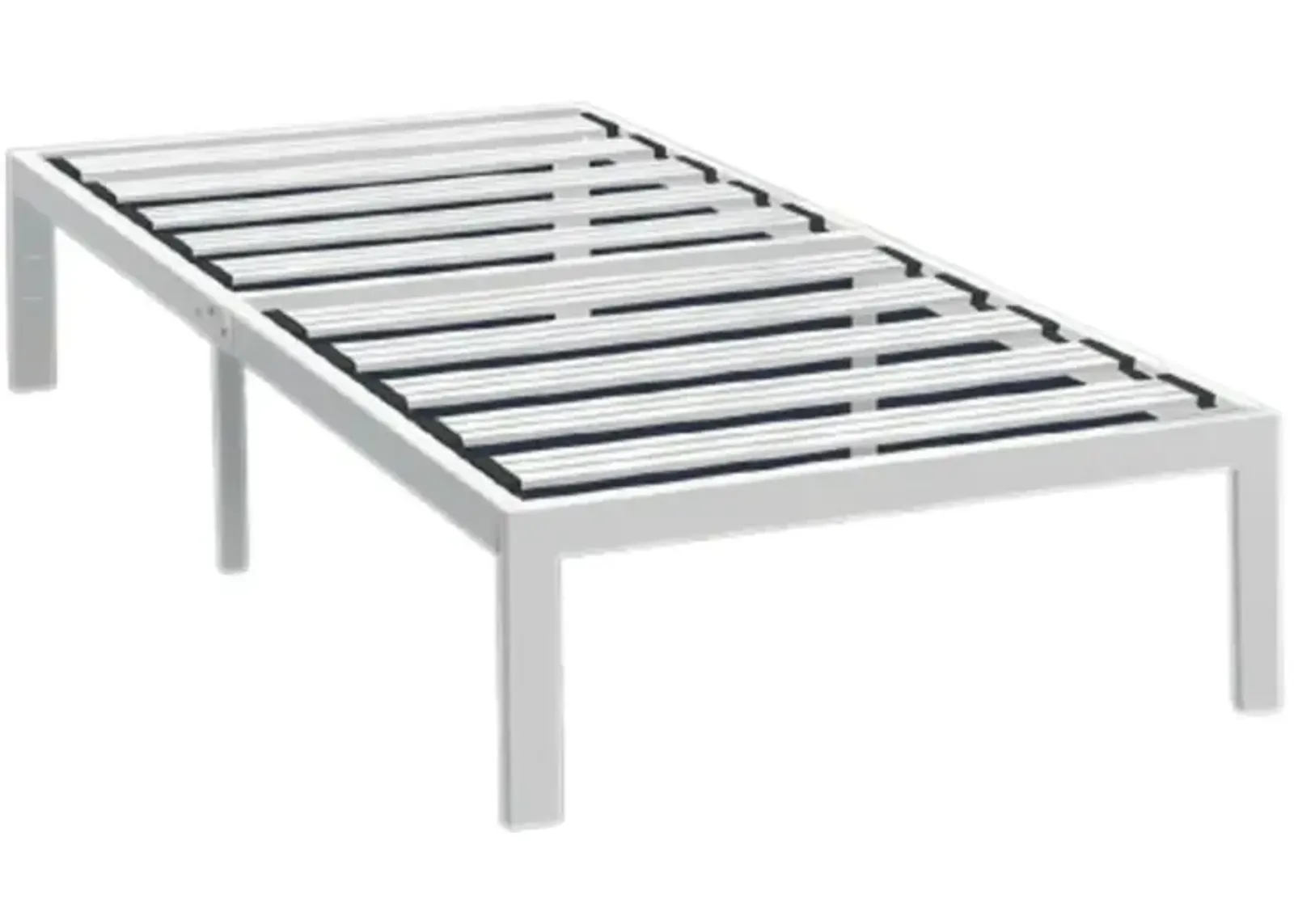 Hivvago Twin size Heavy Duty Steel Platform Bed Frame in White