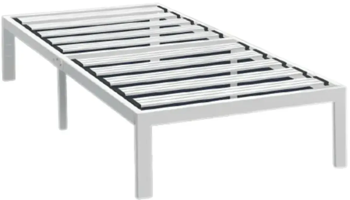 Hivvago Twin size Heavy Duty Steel Platform Bed Frame in White