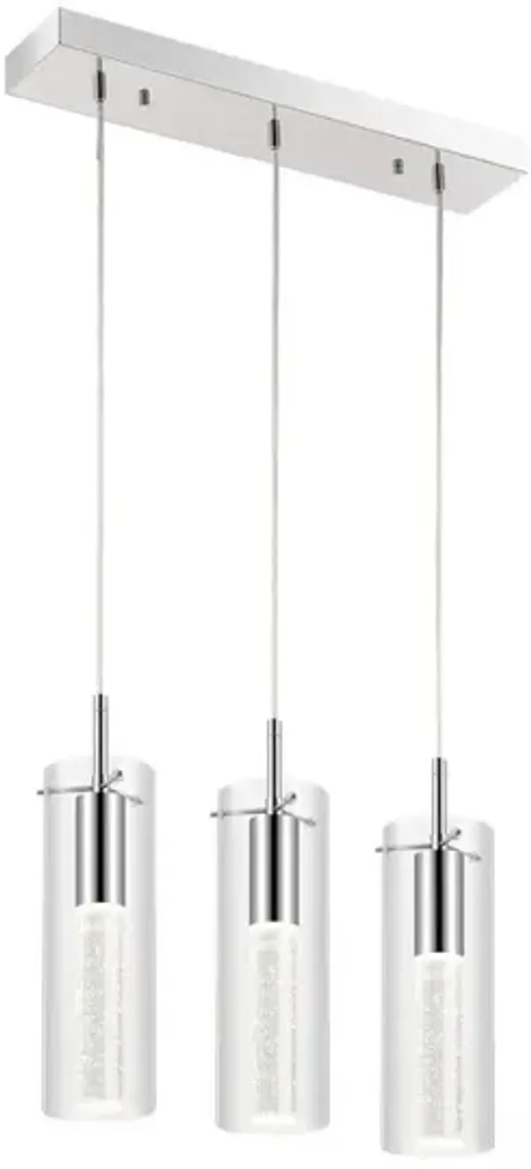 Mium 21.63" 3-Light Modern Style Iron/Crystal/Glass Integrated LED Linear Pendant