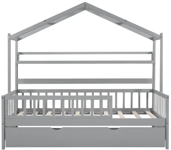 Merax Wooden House Bed with Trundle