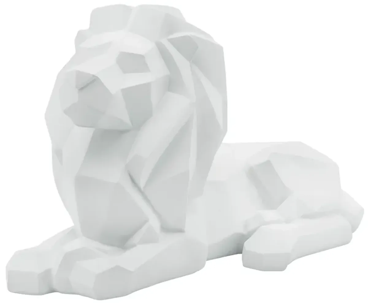 Resin 13" Laying Lion, White