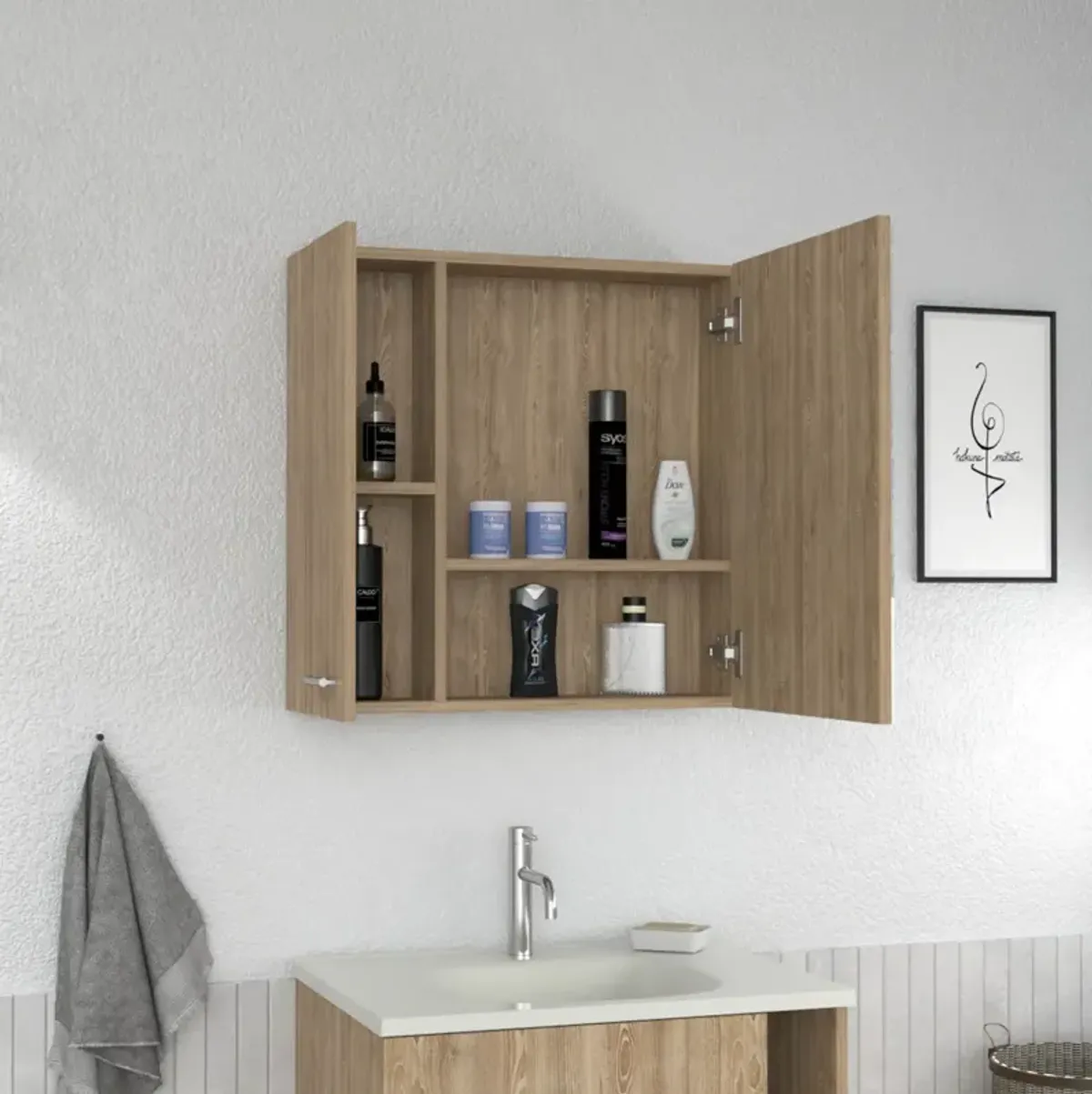 Streamdale Sines Medicine Cabinet, Four Internal Shelves, Single Door - Pine