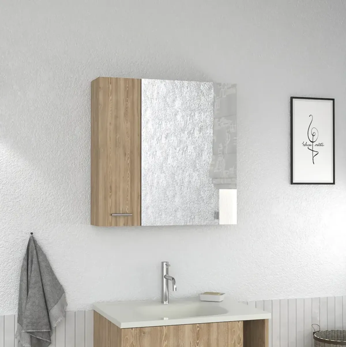 Streamdale Sines Medicine Cabinet, Four Internal Shelves, Single Door - Pine