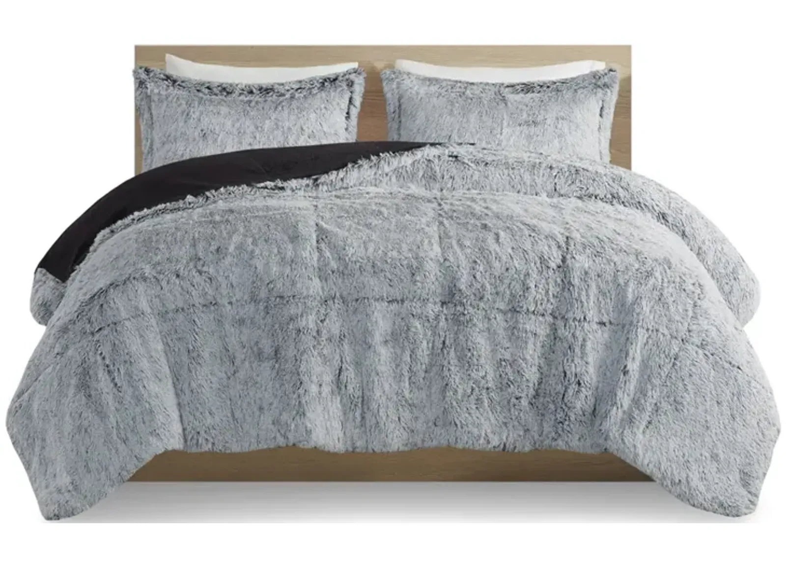 Gracie Mills Susie Contemporary Shaggy Long Fur Comforter Set