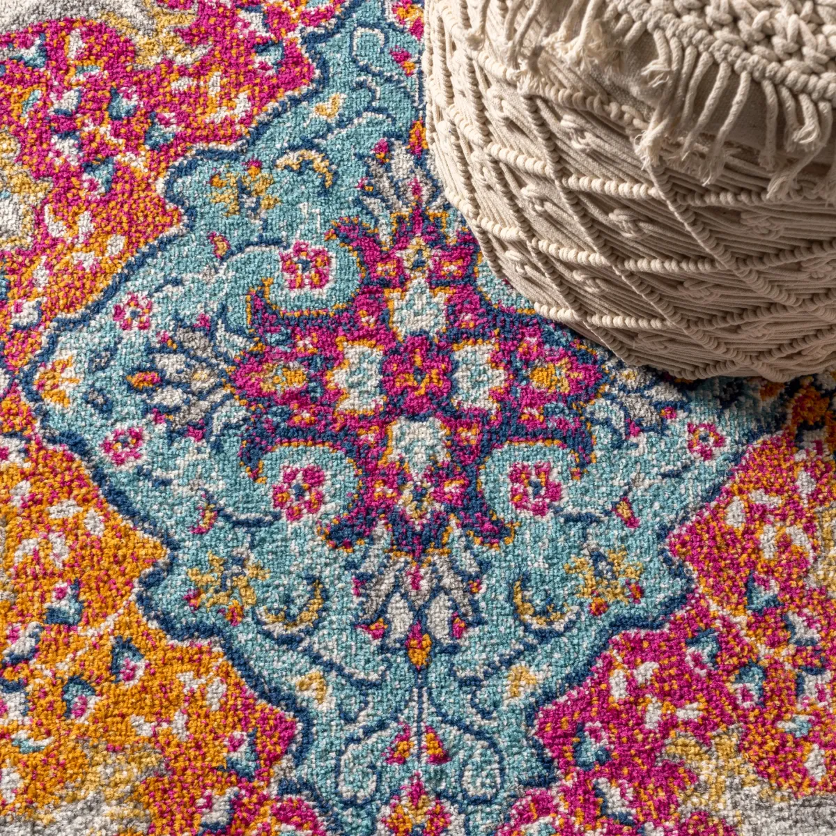 Bohemian FLAIR Boho Vintage Medallion Square Area Rug