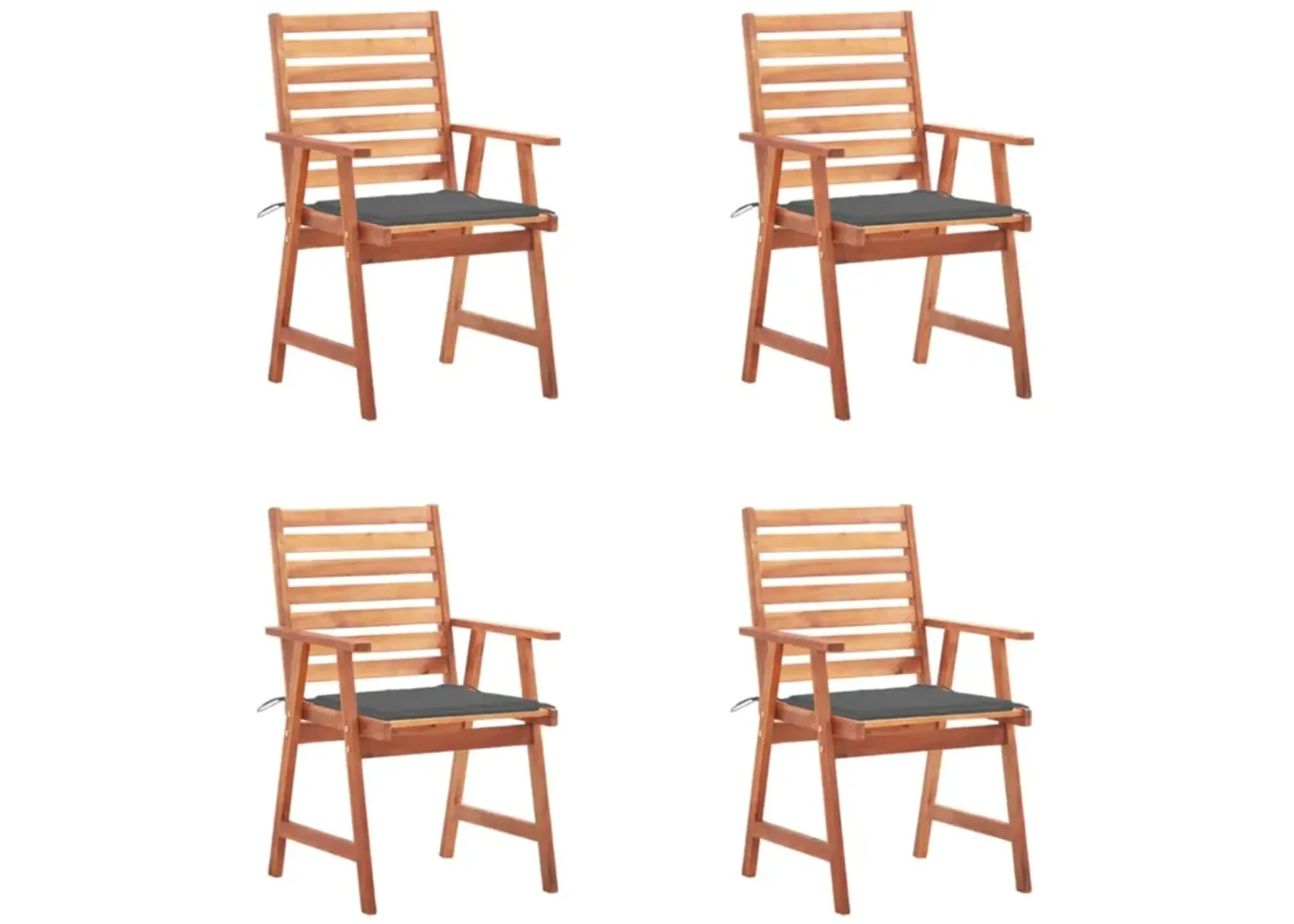 vidaXL Patio Dining Chairs 4 pcs with Cushions Solid Acacia Wood