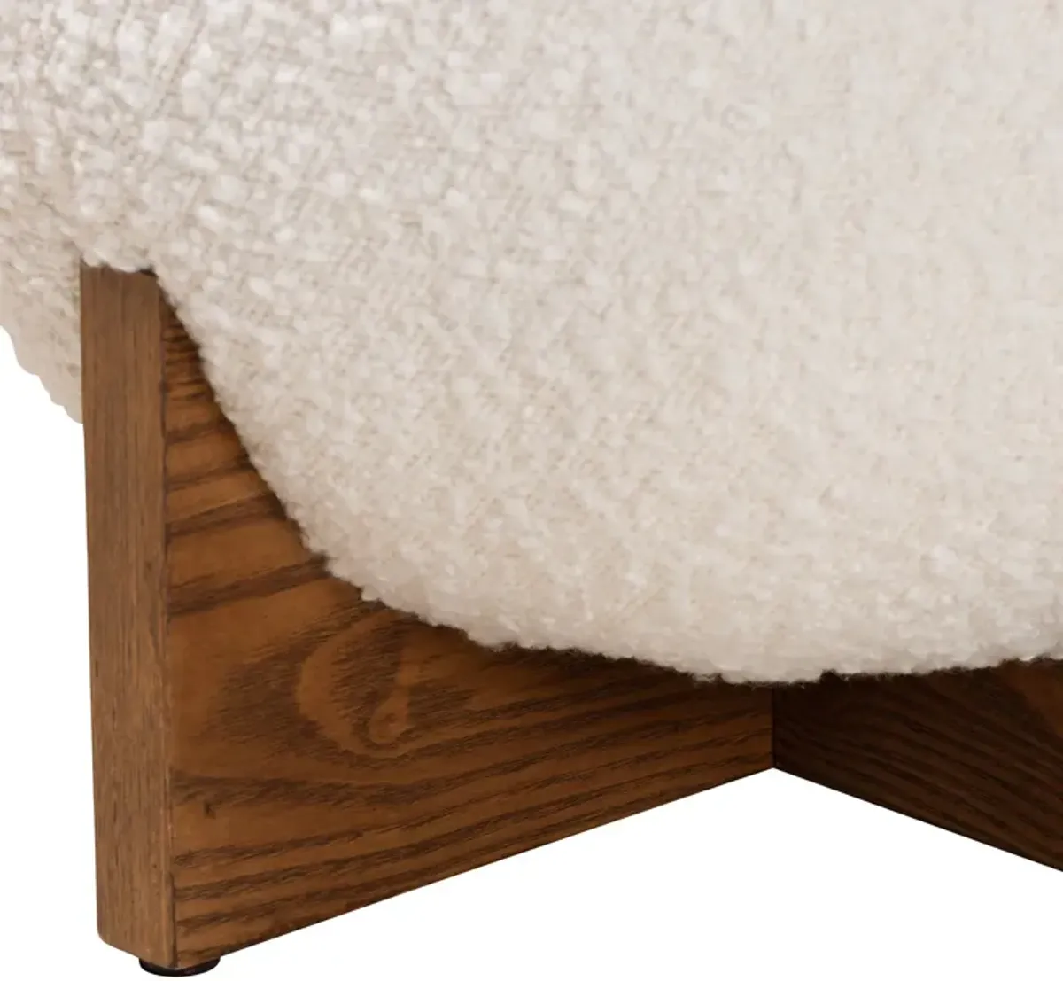 Baxton Studio Fisk Cream Boucle Fabric Wood Ottoman Footstool