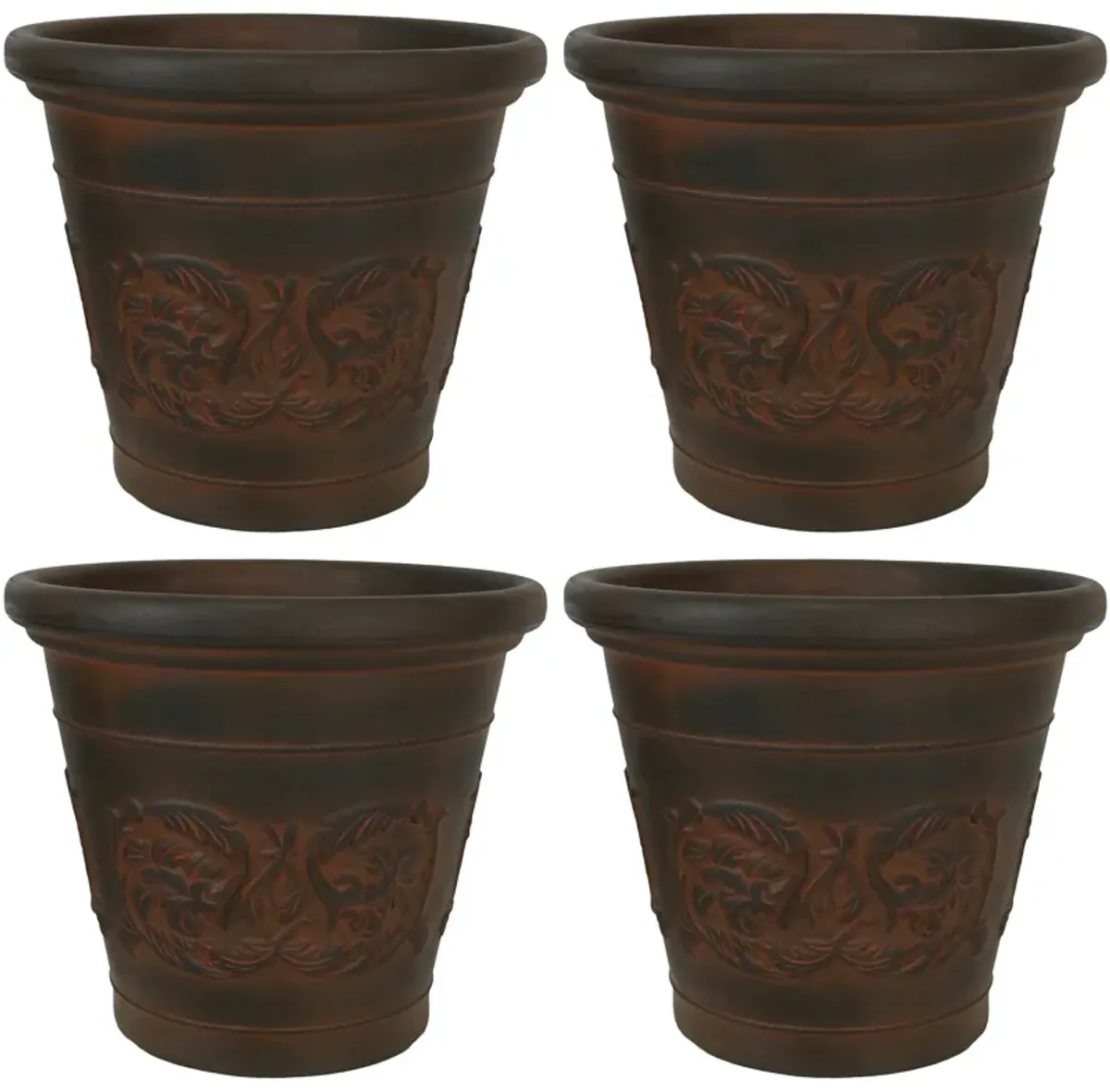 Sunnydaze 16 in Arabella Dual-Wall Polyresin Planter - Rust