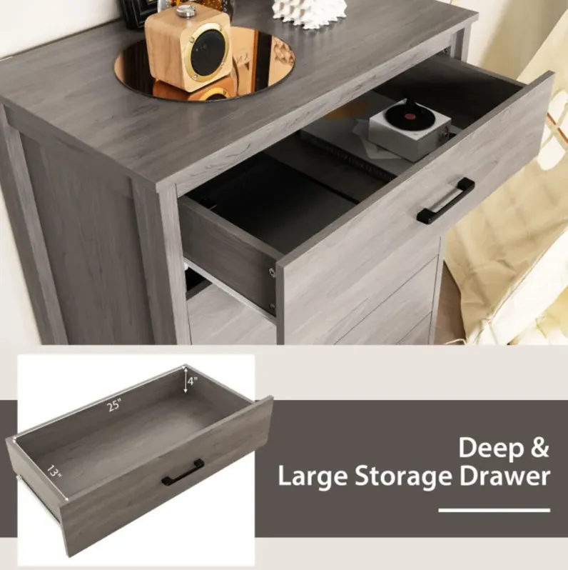 Modern 5-Drawer Multipurpose Chest Dresser with Metal Handles