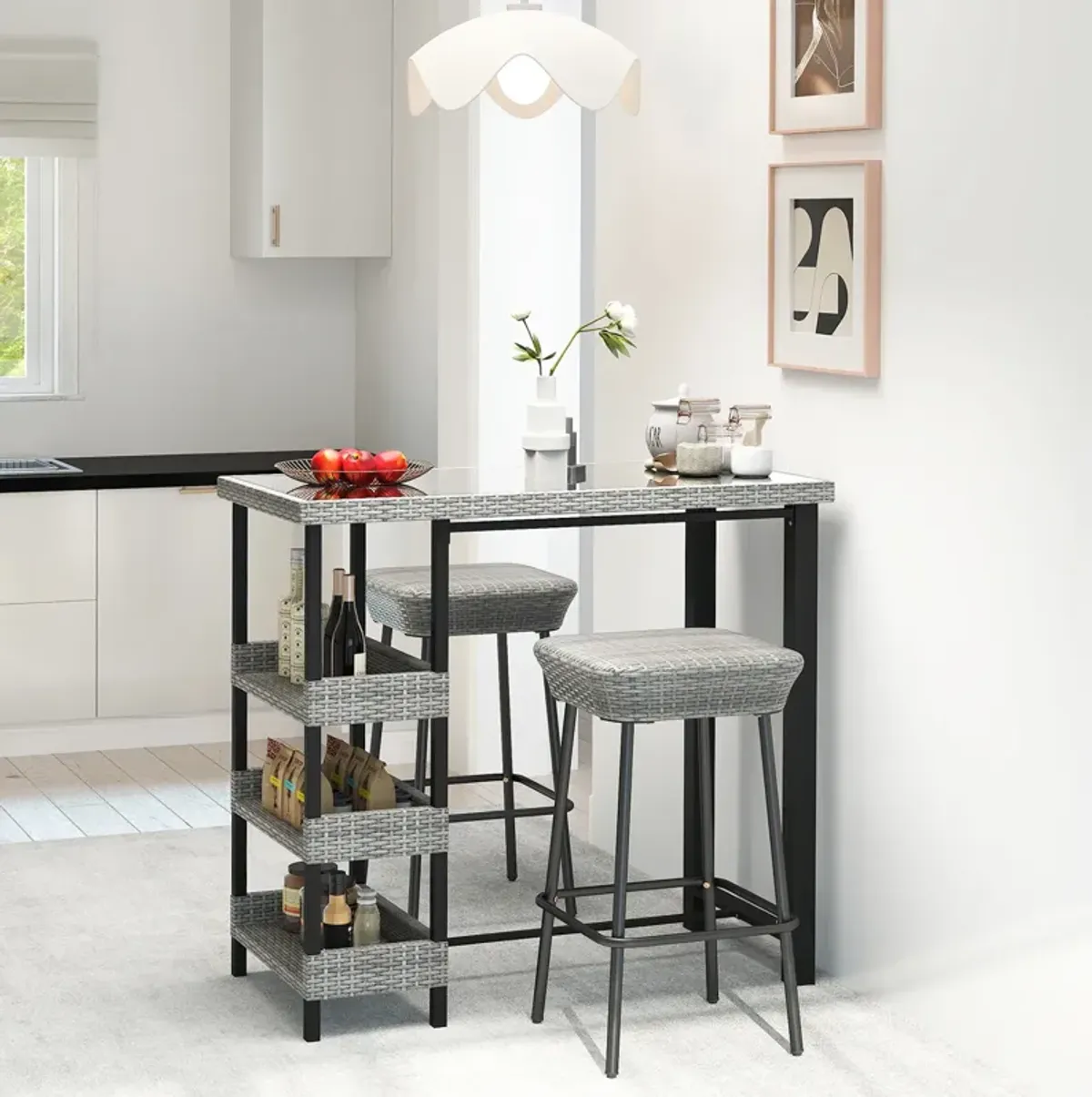 Outdoor Pub Height Table – Tempered Glass Bar Table