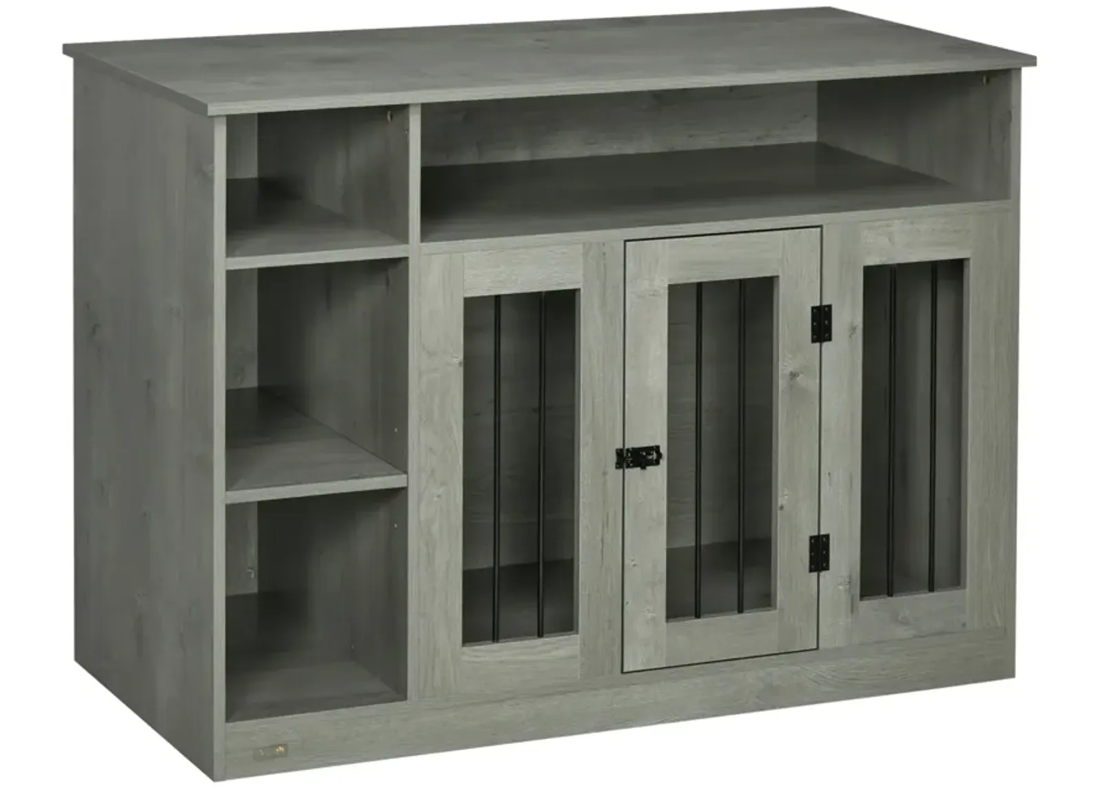 Elegant Pet Home: Gray Dog Crate Furniture with Lockable Door