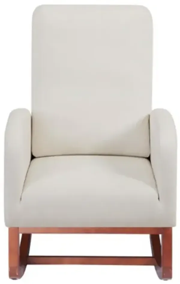 High Back Flannelette Rocking Chair with Side Pocket for Indoor Use