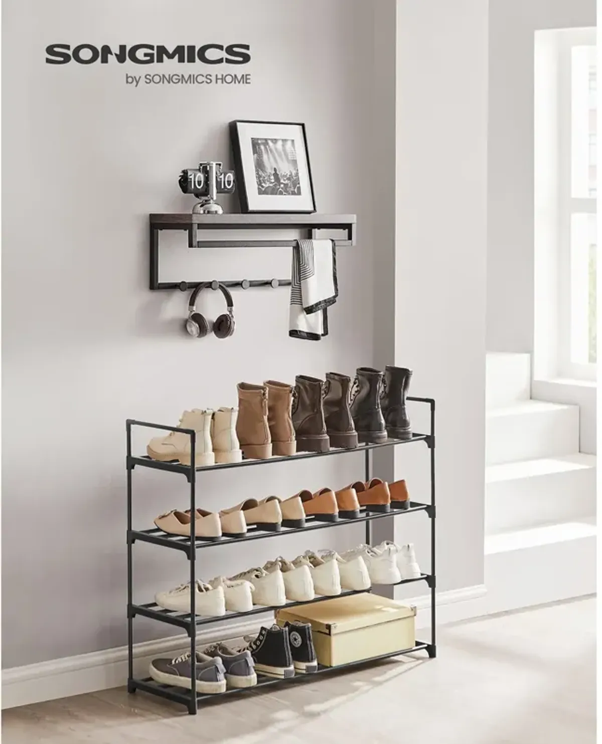 4-Tier Metal Shoe Rack - Storage Organizer Holds Up to 10 Pairs for Entryway, Living Room, Hallway