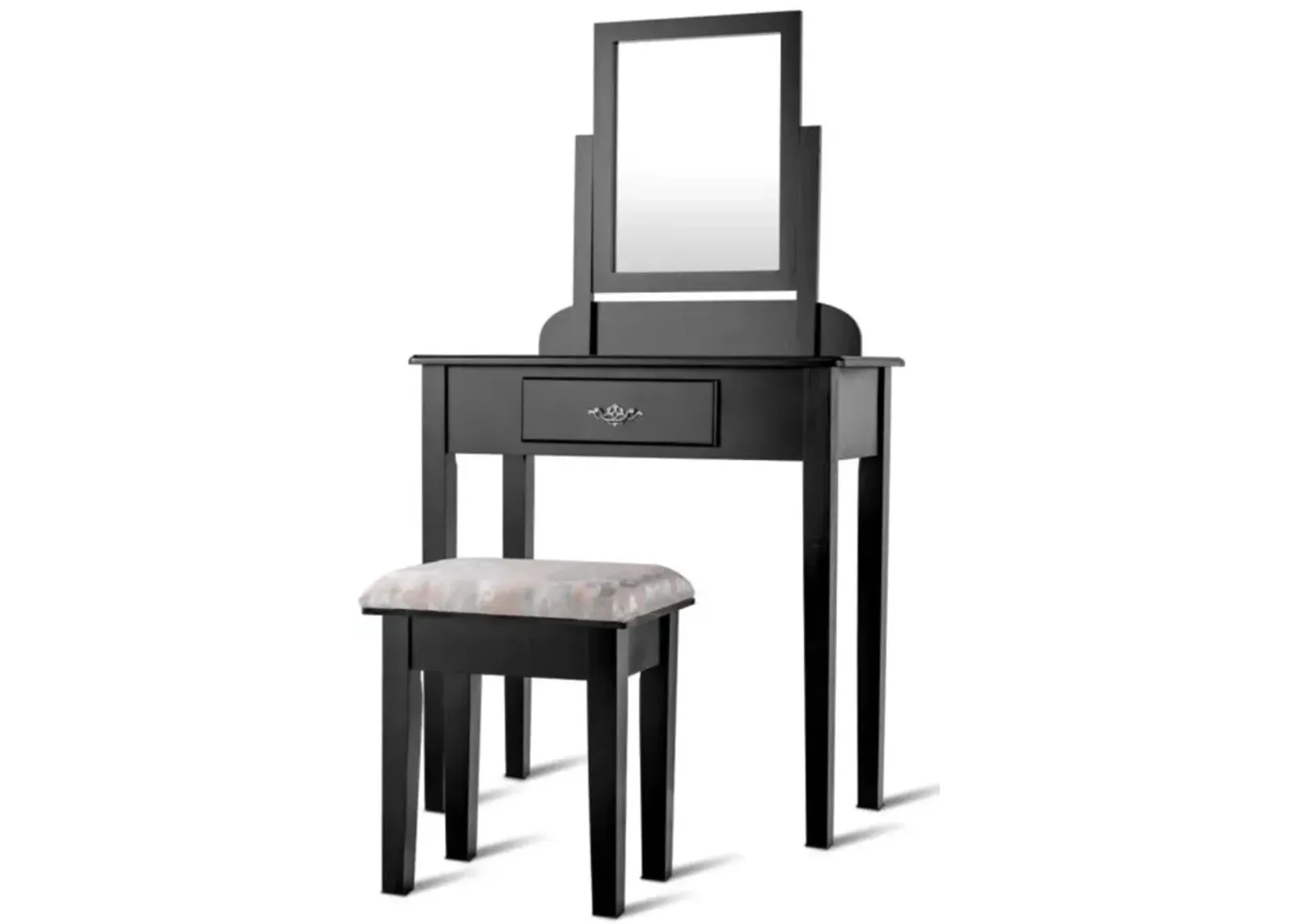 Hivvago Vanity Dressing Table Stool Set with Large Makeup Mirror