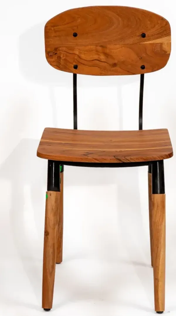 Handmade Eco-Friendly Vintage Acacia Wood & Iron Walnut Black Rectangle Chair 34"x16.5"x16" From BBH Homes