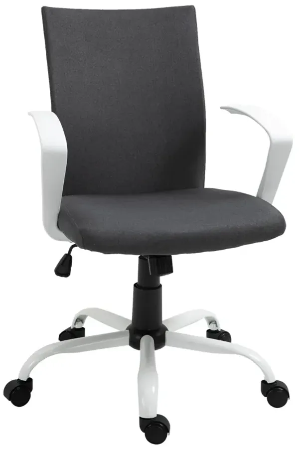 Dark Grey/White Task Chair: Mid Back Office Chair with Adjustable Height