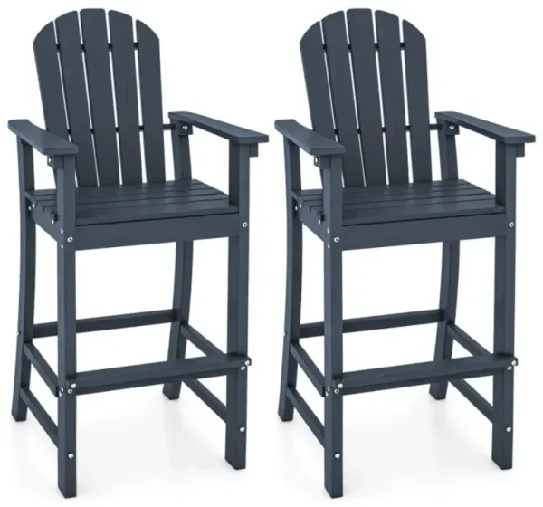 Hivvago Set of 2 Counter Height Outdoor HDPE Bar Stool with Armrests and Footrest