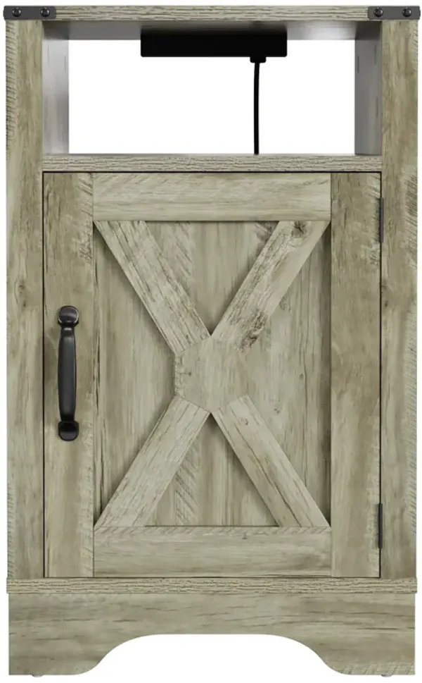 Streamdale Rustic Farmhouse End Table with Charging Station