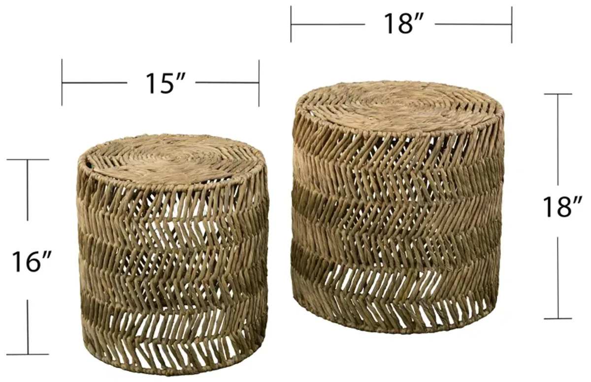 Davari Water Hyacinth Nesting Tables 2pc Set