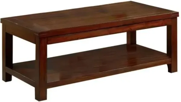 Coffee Table Dark Cherry Open Shelf Natural Wood Grain Design Living Room Furniture