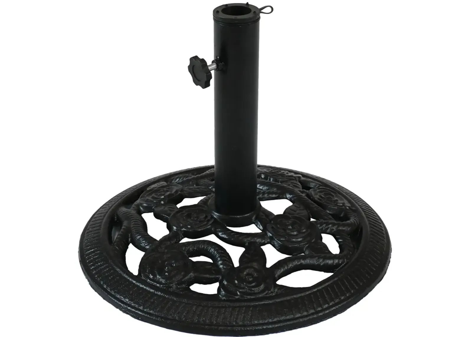 Sunnydaze 16 in Rose Blossom Cast Iron Round Patio Umbrella Base