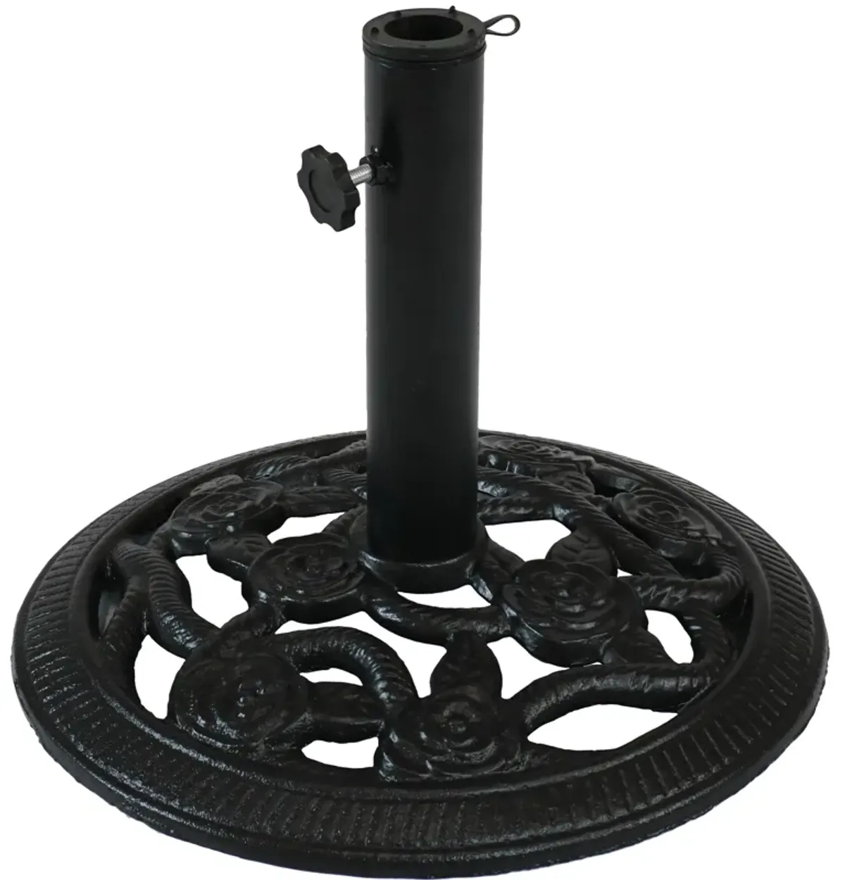 Sunnydaze 16 in Rose Blossom Cast Iron Round Patio Umbrella Base