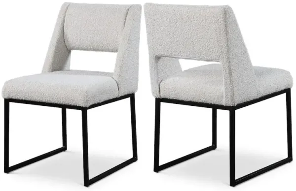 Meridian Furniture Jayce Cream Boucle Fabric Dining Chair, Set of 2