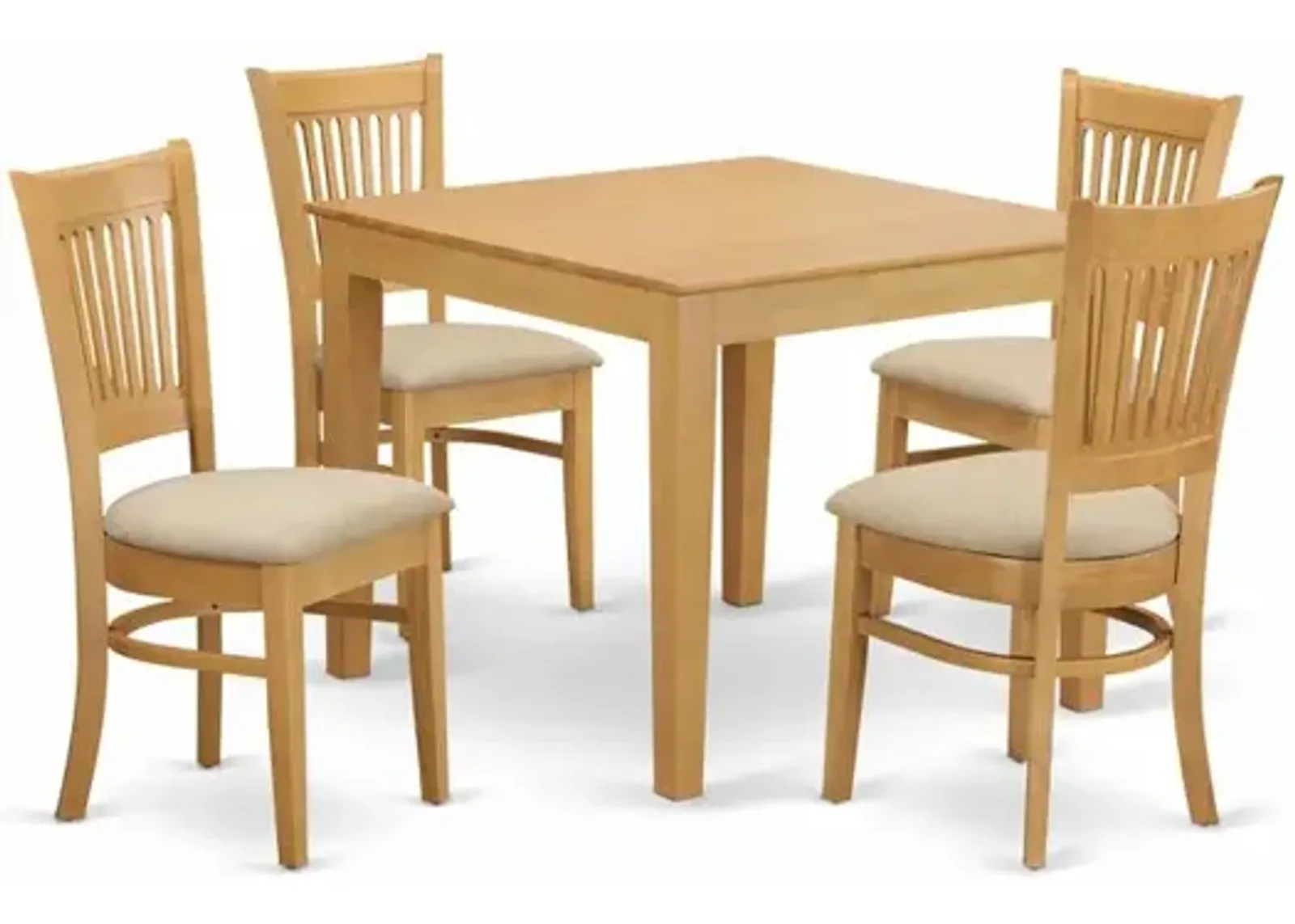 East West Furniture OXVA5-OAK-C 5 PC Table and Chairs set - Kitchen Table and 4 Dining Chairs