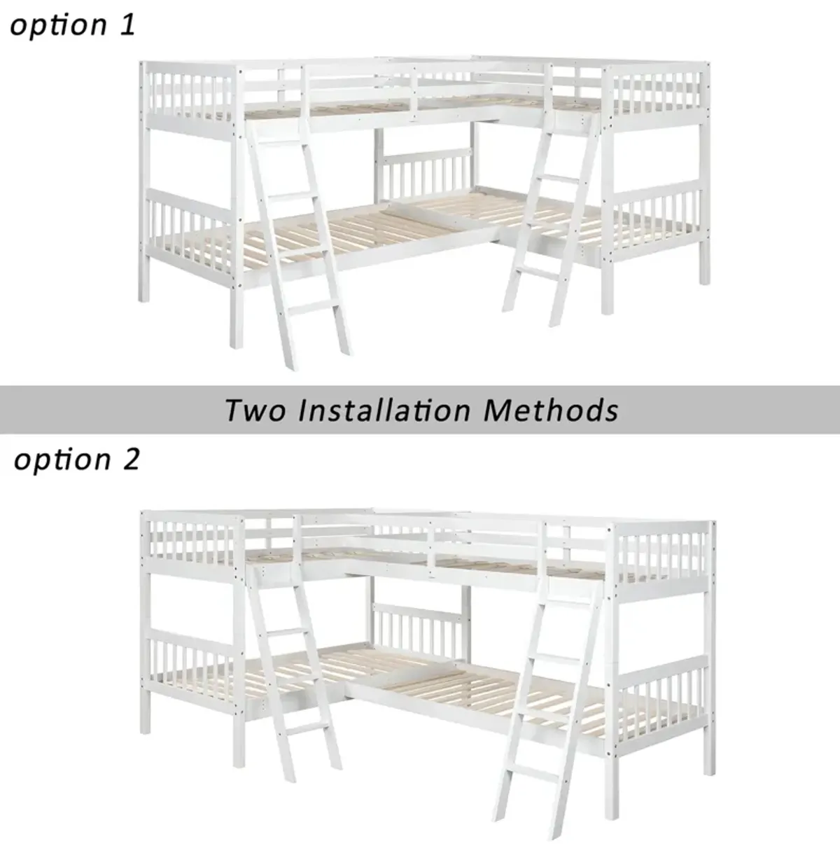 Merax L-Shaped Bunk Bed with Ladder