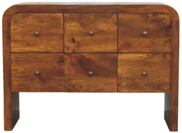 Artisan Furniture Solid Wood Darcy 3 over 3 Drawer Chest in Chestnut Finish