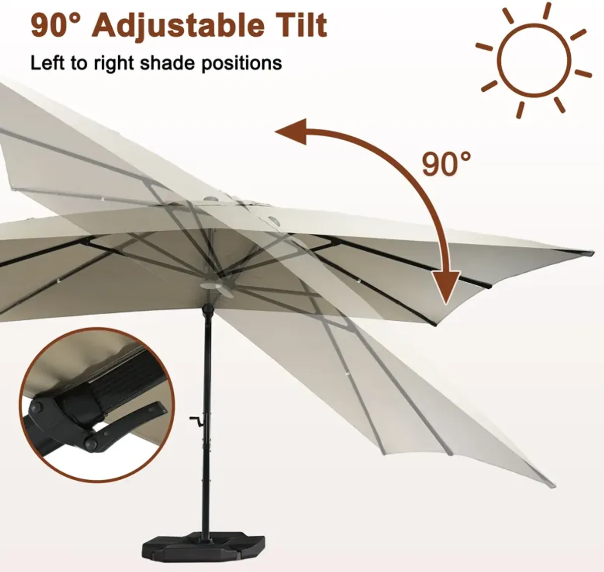 MONDAWE 10 ft. x 13 ft. Aluminum Cantilever Patio Umbrella  Garden Offset Umbrella with Base Weight Stand