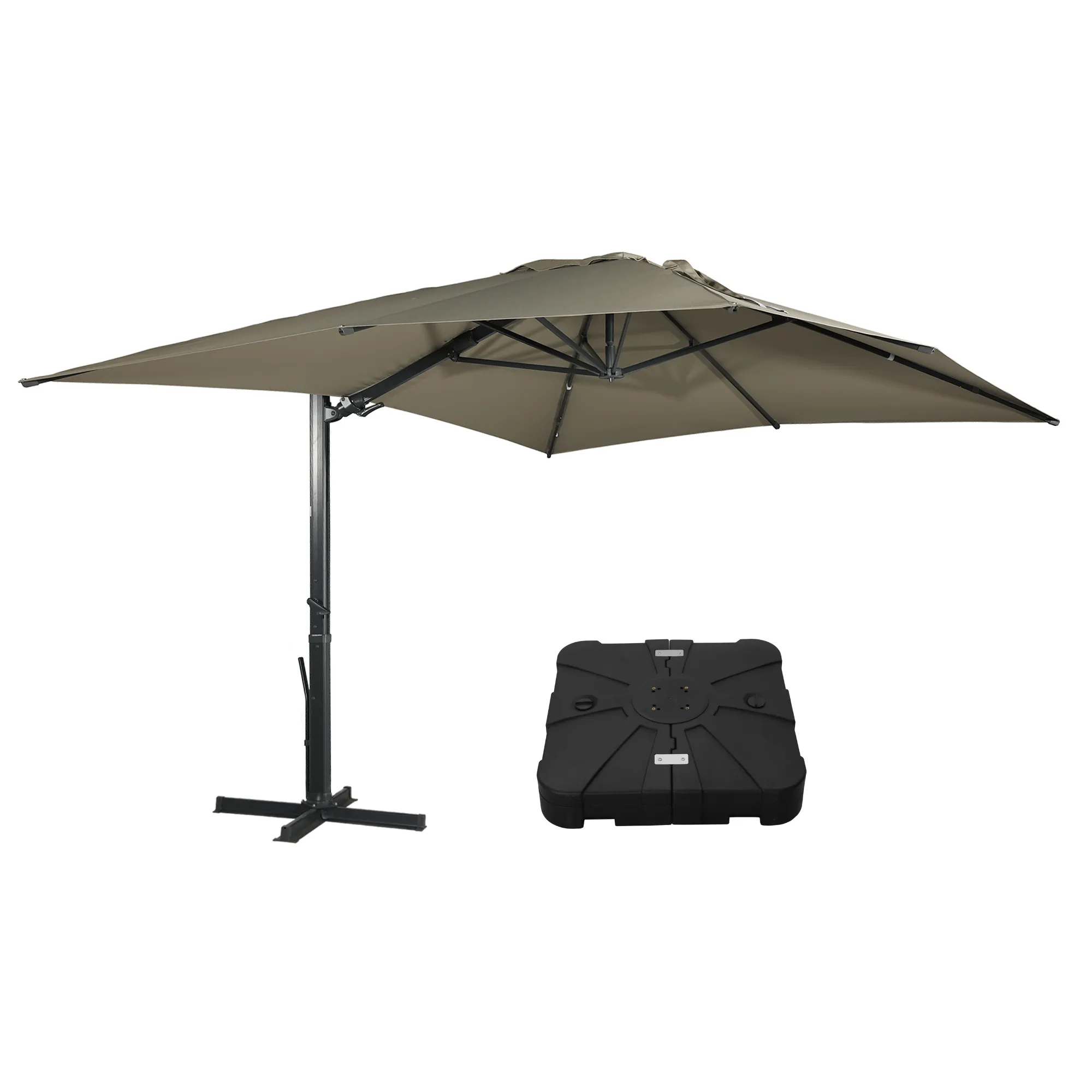 MONDAWE 10 ft. x 13 ft. Aluminum Cantilever Patio Umbrella  Garden Offset Umbrella with Base Weight Stand