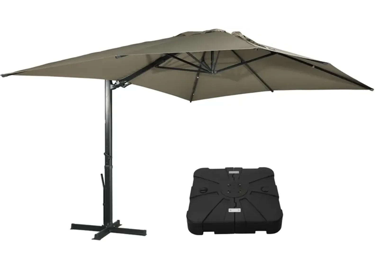 MONDAWE 10 ft. x 13 ft. Aluminum Cantilever Patio Umbrella  Garden Offset Umbrella with Base Weight Stand