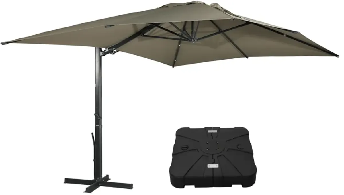 MONDAWE 10 ft. x 13 ft. Aluminum Cantilever Patio Umbrella  Garden Offset Umbrella with Base Weight Stand