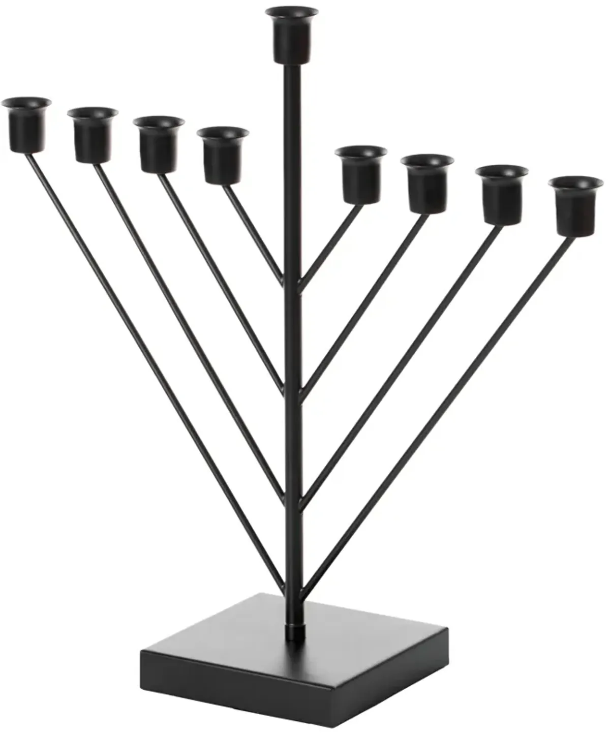 Nine Branch Electric Chabad Judaica Chanukah Menorah with LED Candle Design Candlestick, Black