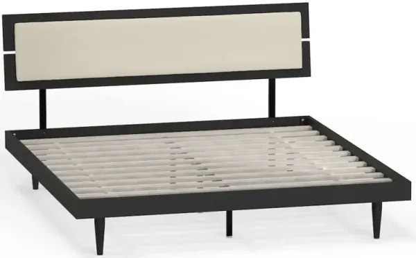 Comfort Pointe Benoni King Wooden Bed with Taupe Cushion Black