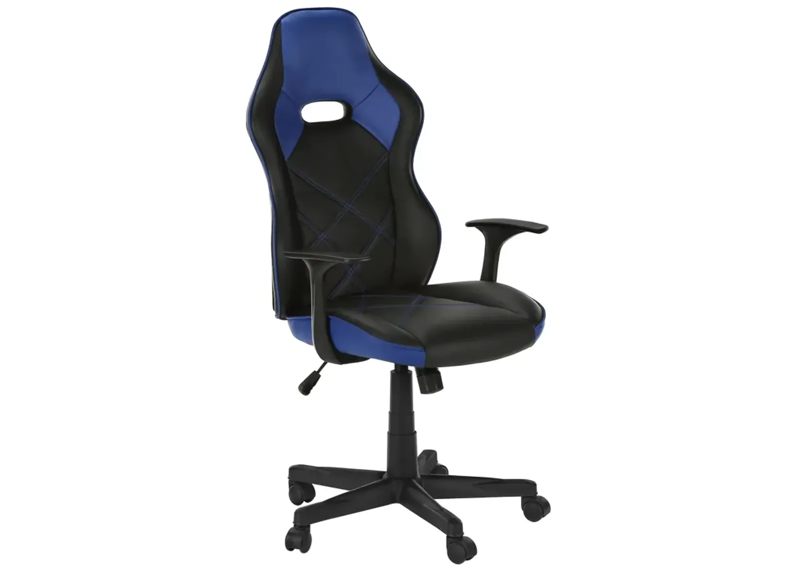 Monarch Specialties I 7328 Office Chair, Gaming, Adjustable Height, Swivel, Ergonomic, Armrests, Computer Desk, Work, Pu Leather Look, Metal, Blue, Black, Contemporary, Modern