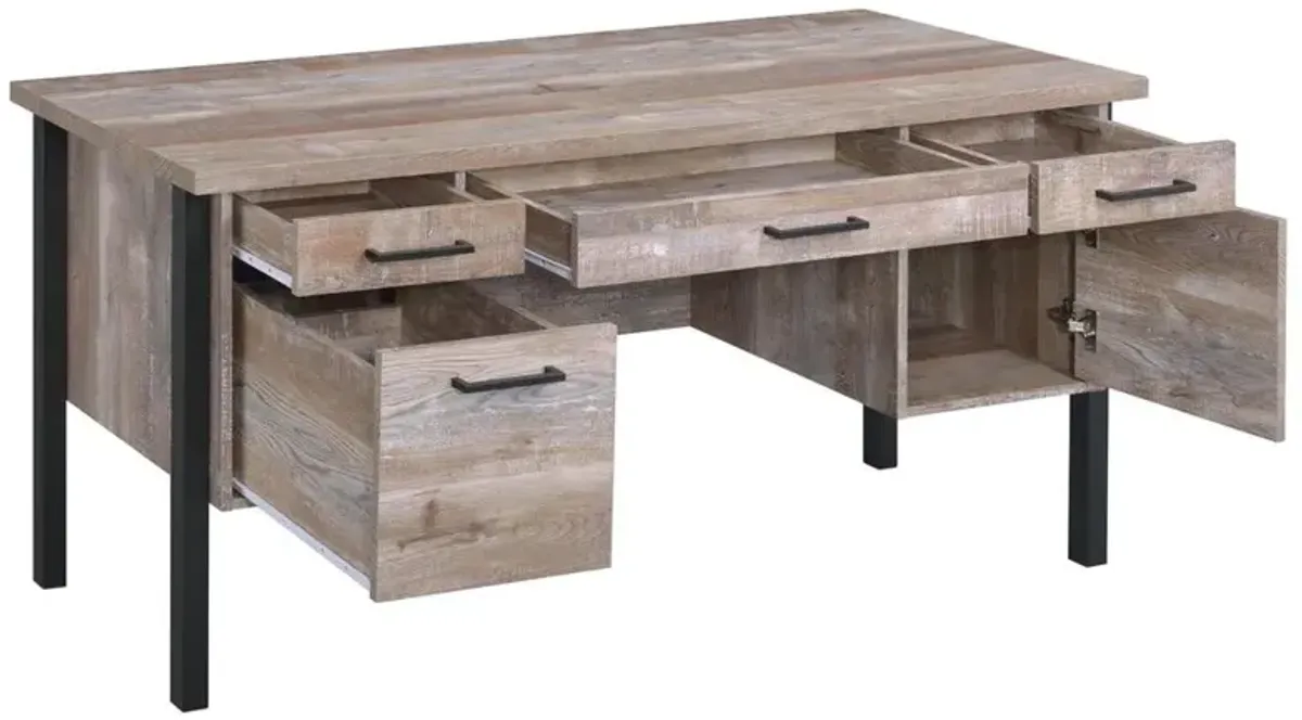 Samson 4-drawer Office Desk Weathered Oak