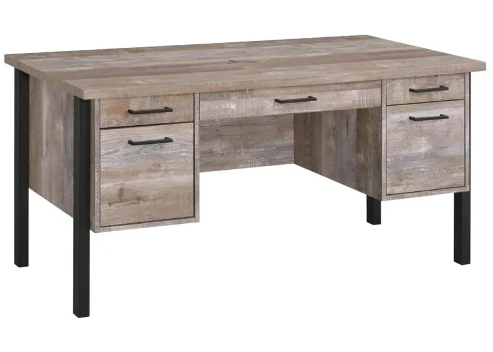 Samson 4-drawer Office Desk Weathered Oak