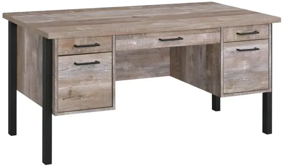 Samson 4-drawer Office Desk Weathered Oak