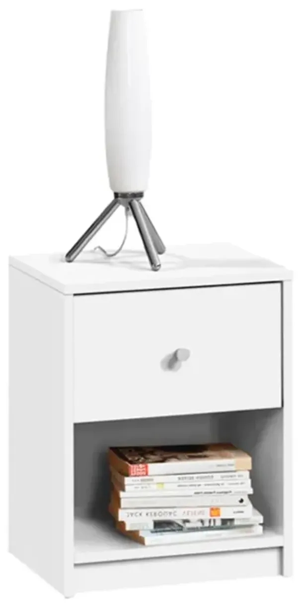 Hivvago Contemporary 1-Drawer Nightstand with Storage Shelf in White