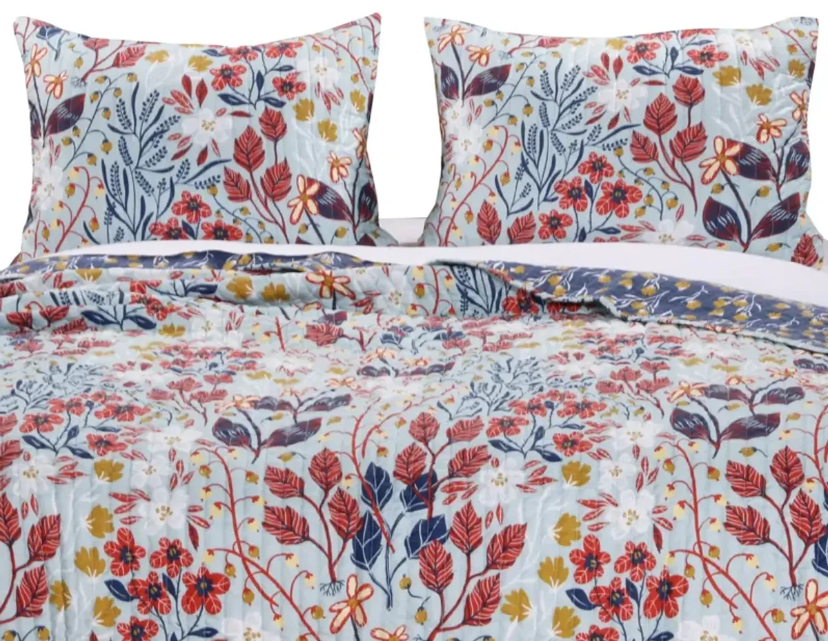 Barefoot Bungalow Perry Floral Print Reversible Perfect Pillow Sham - King 20" x 36", Multicolor