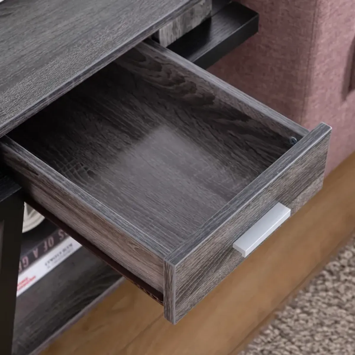 End Table Distressed Grey Black