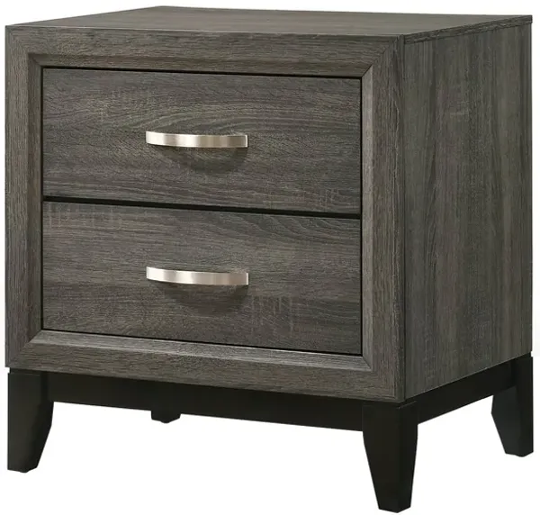 Two Drawer Nightstand With Tapered Feet, Weathered Gray-Benzara