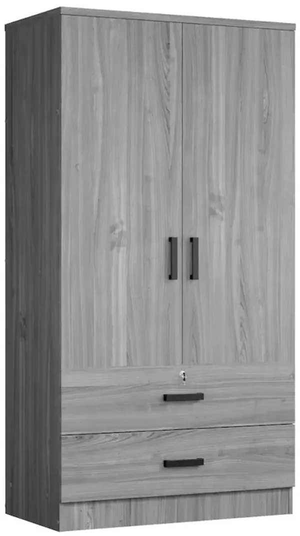 Woodpeckers Furniture And Mattress 2-Door Armoire with 2-Drawers (Grey)