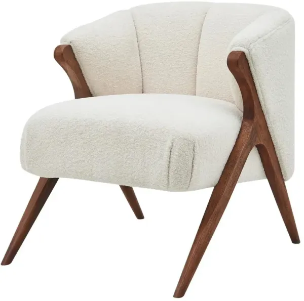 Florence Faux Shearling Fabric Accent Chair Brown Legs