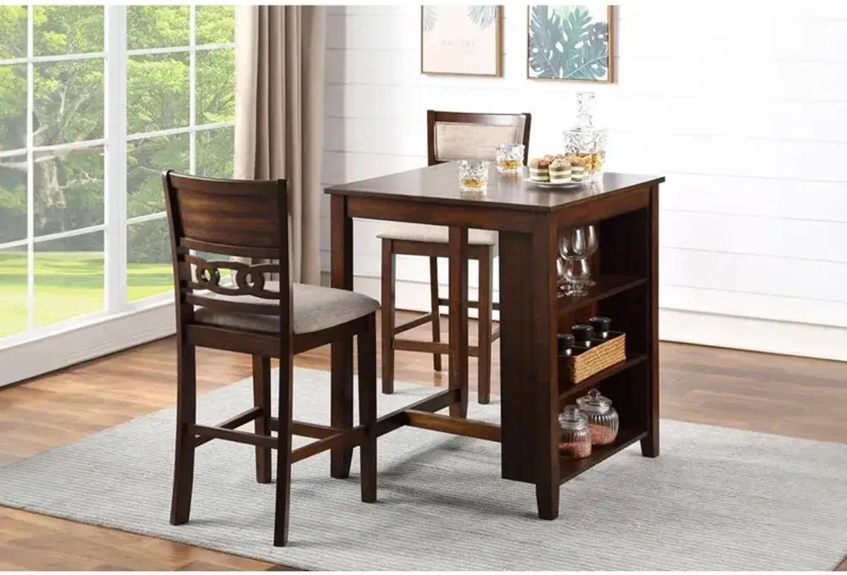 New Classic Furniture Furniture Gia Solid Wood Counter Table 2 Chairs in Cherry Brown